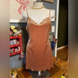 Free People Velvet Slip Dress with Lace Lining